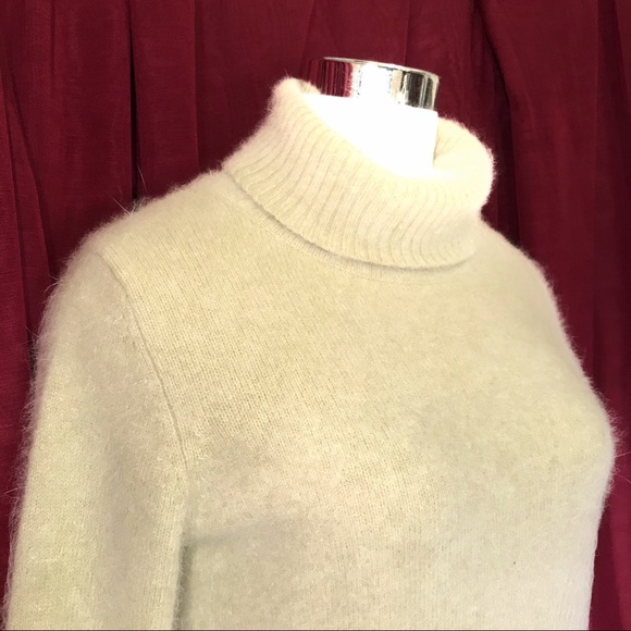 Angora Vintage Soft Fuzzy Knit Turtleneck Light Mint - Picture 3 of 11